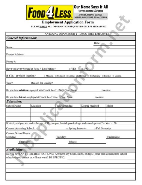 Food 4 Less Application Form Download And Job Guide