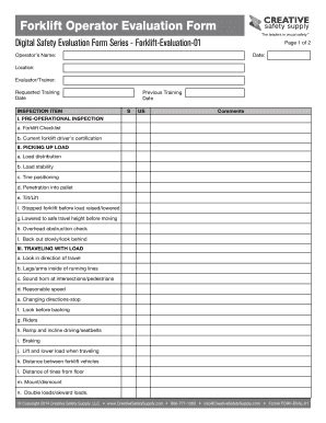 Forklift Operator Evaluation Form Template For Safety Compliance