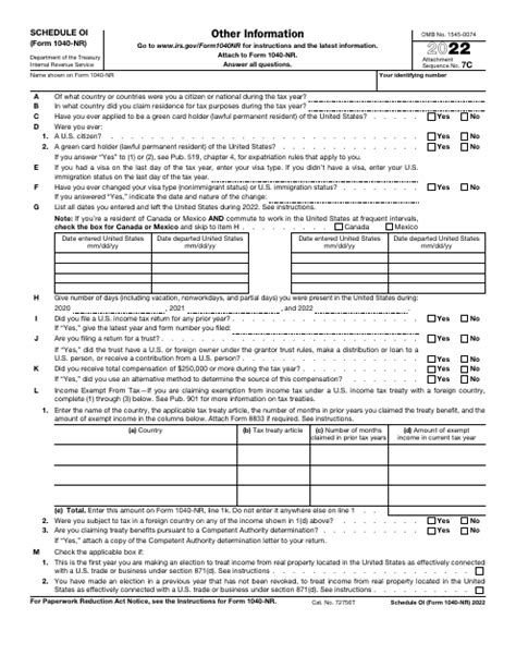 Form 1040nr Schedule Oi: Other Income Explained