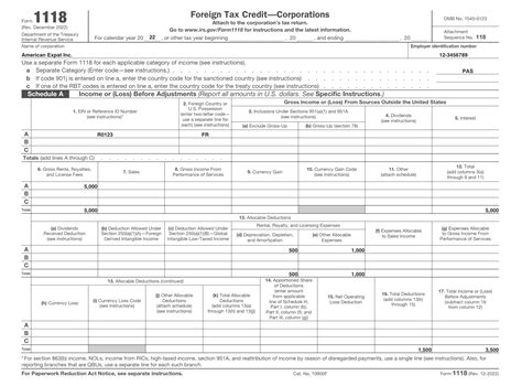 Form 1118 Schedule L: Claiming Foreign Tax Credits