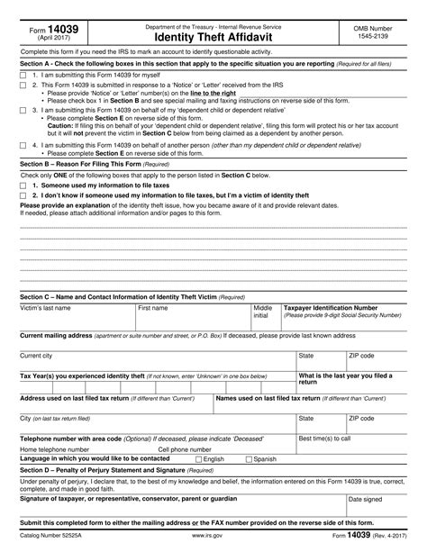 Form 13873-E: Irs Identity Theft Affidavit Explained