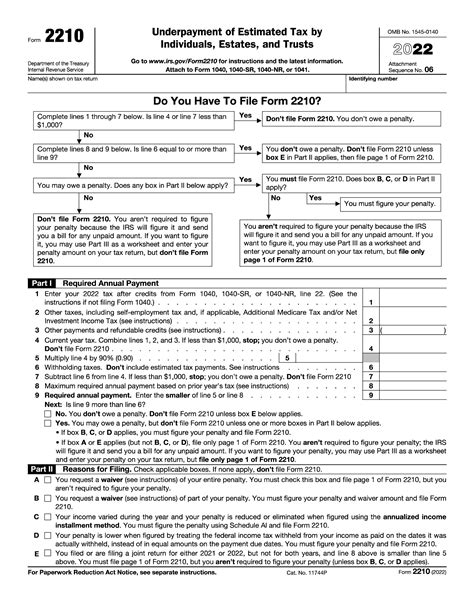 Form 2210: Understanding Underpayment Of Estimated Tax Penalties