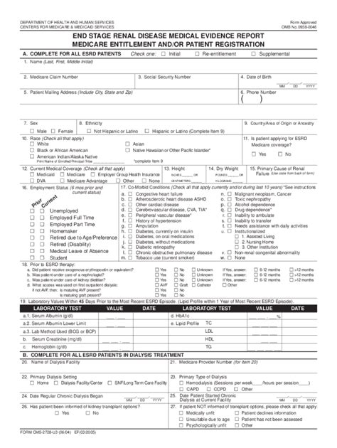 Form 2728 For Dialysis Patients