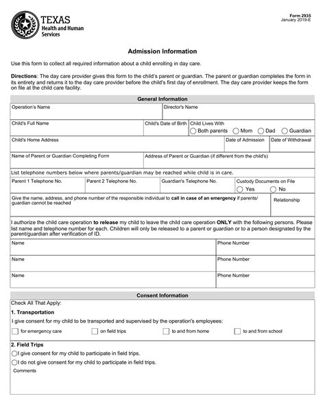 Form 2935: Understanding The Childcare Services Agreement