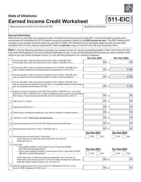 Form 511 Eic Line 11 Column A Explained