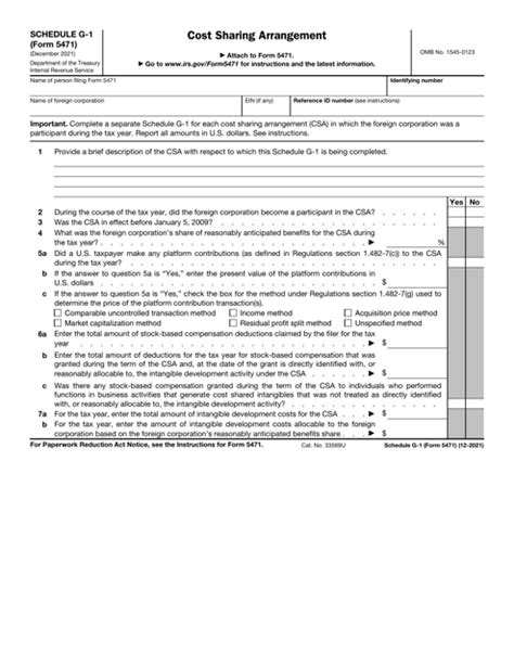 Form 5471 Schedule G-1: Reporting Foreign Corporation Income