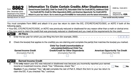 Form 8862: Information To Claim Earned Income Tax Credit