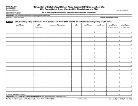 Form 8992 Schedule B: Global Intangible Low-Taxed Income