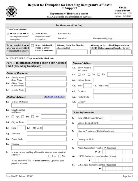 Form I-864w: A Guide To The Intending Immigrants Sponsor