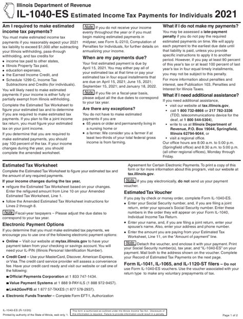 Form Il 1040-Es: Understanding Illinois Income Tax Payments