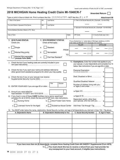 Form Mi-1040cr-7: Claiming A Refund On Your Michigan Taxes