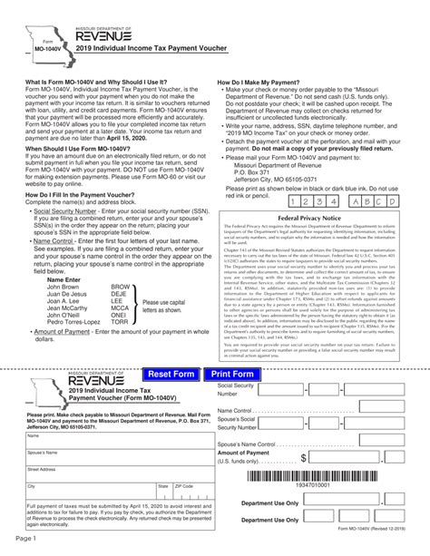 Form Mo 1040v: Missouri Income Tax Payment Voucher