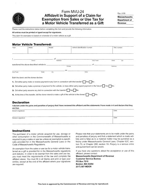 Form Mvu-24: Understanding The Massachusetts Motor Vehicle Inspection Form