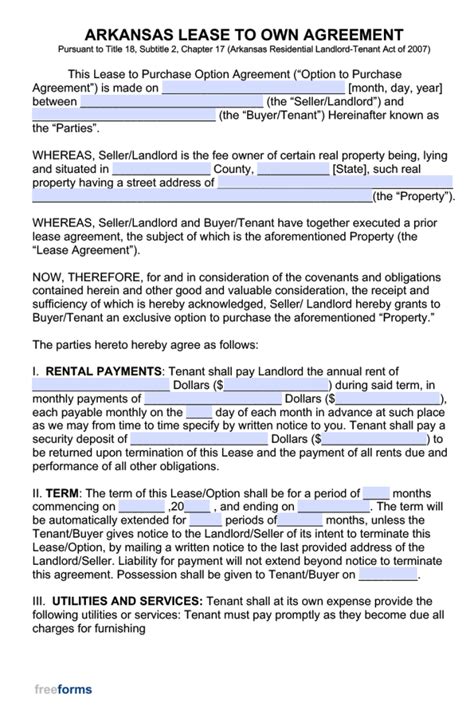 Free Arkansas Lease Agreement Form Download