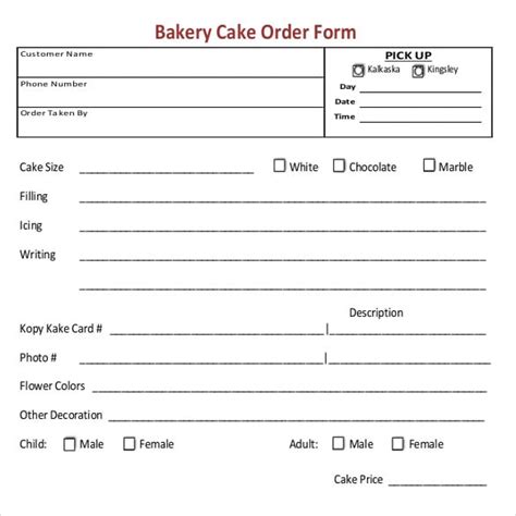 Free Bakery Order Form Template Download