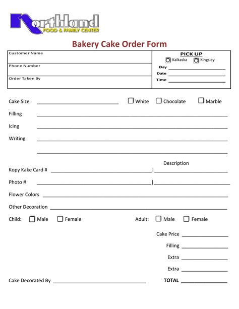 Free Cake Order Form Template Download