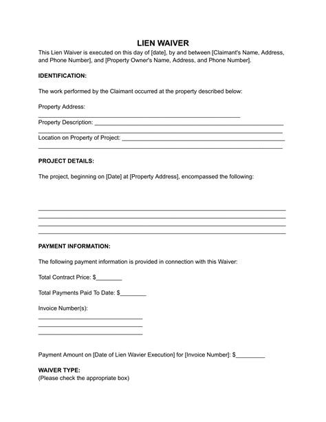 Free Conditional Lien Waiver Form Template Download