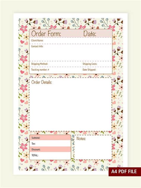 Free Cute Order Form Templates For Instant Downloads