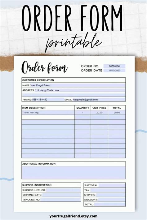 Free Editable Order Form Template For Business Use