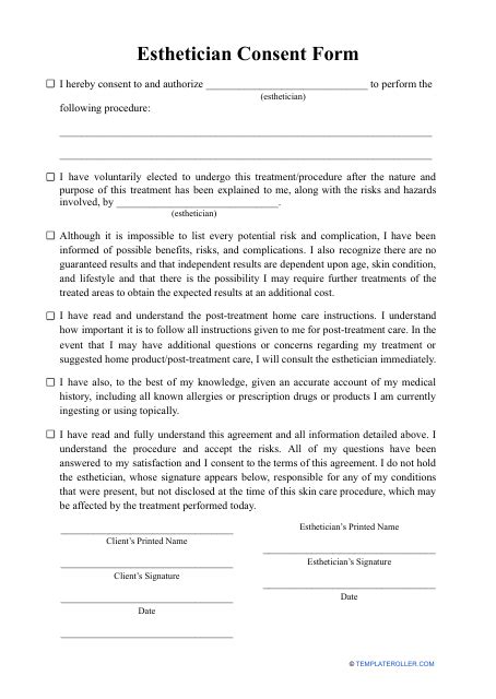 Free Esthetician Consent Form Template Download