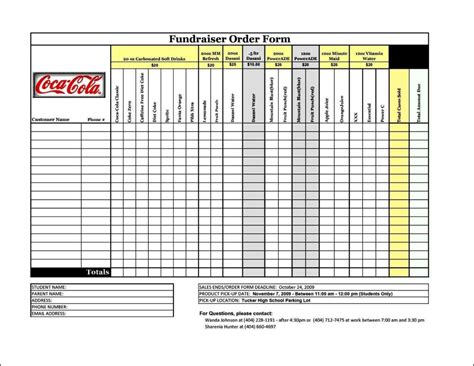 Free Fundraiser Order Form Template Download