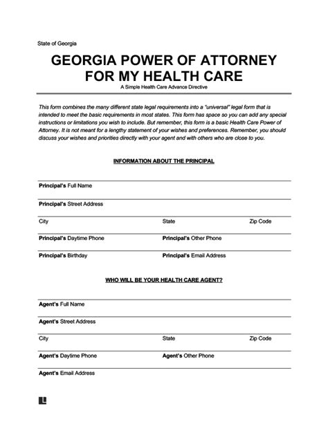 Free Ga Medical Power Of Attorney Form Download