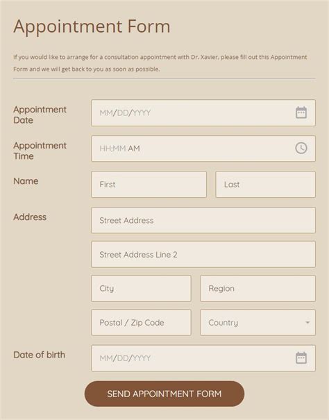 Free Html Template For Appointment Forms