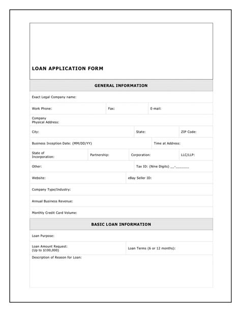 Free Loan Application Form Template In Microsoft Word