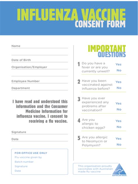 Free Printable Flu Vaccine Consent Form Templates