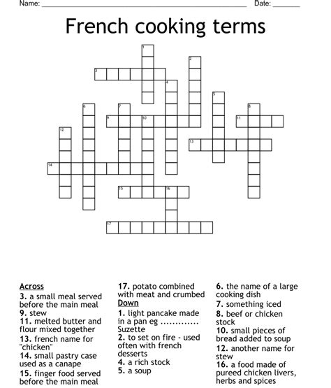 French Developed Form Of Cooking Crossword Clue Answer