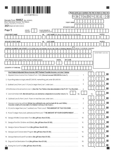 Ga Form 500 Schedule 1 Filing Instructions