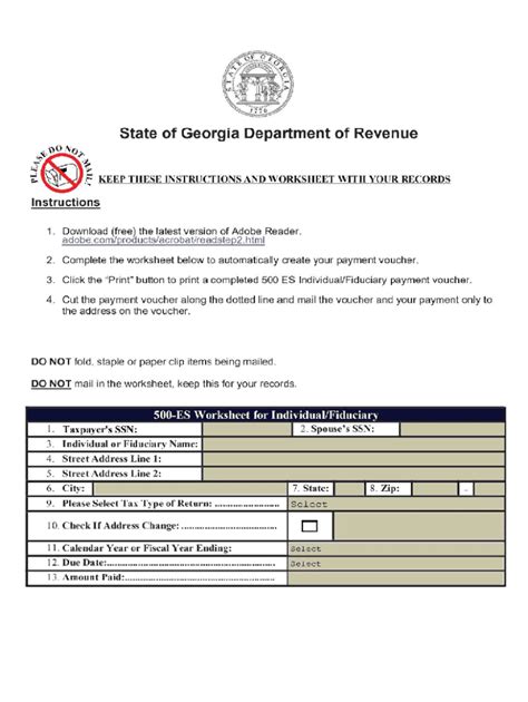 Georgia Form 500-Es: A Guide To Estimated Tax Payments