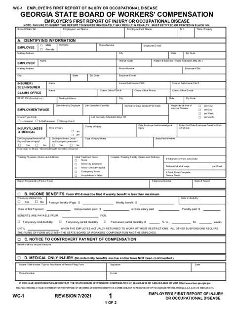 Georgia Wc-1 Fillable Form: Easy Workers Comp Filing