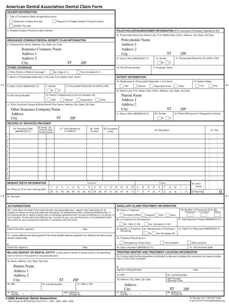 Get A Free Blank Ada Dental Claim Form Here