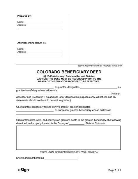 Get A Free Colorado Beneficiary Deed Form Instantly