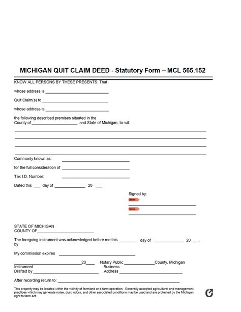 Get A Free Michigan Quit Claim Deed Form Instantly