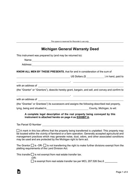 Get A Michigan Blank Warranty Deed Form In Minutes