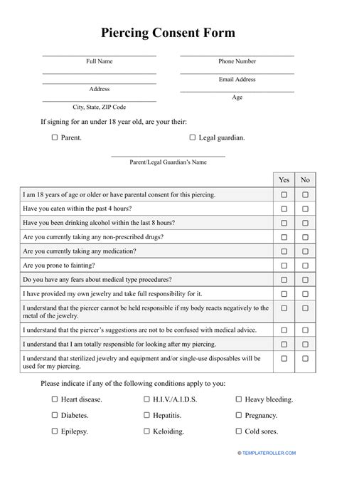 Get A Printable Piercing Consent Form In 5 Easy Steps