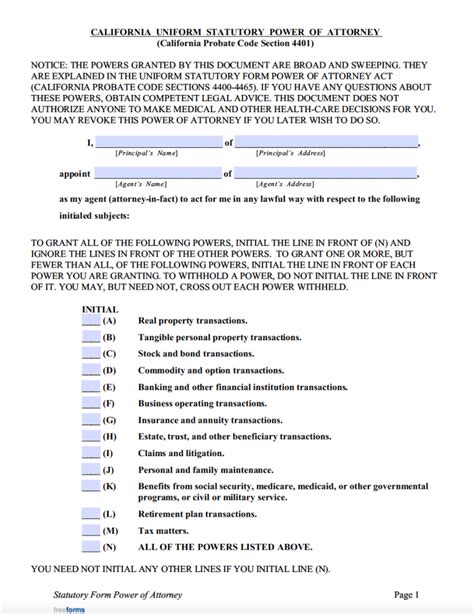 Get Free California Durable Power Of Attorney Form Now