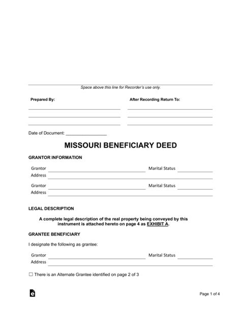 Get Free Missouri Beneficiary Deed Form In Minutes