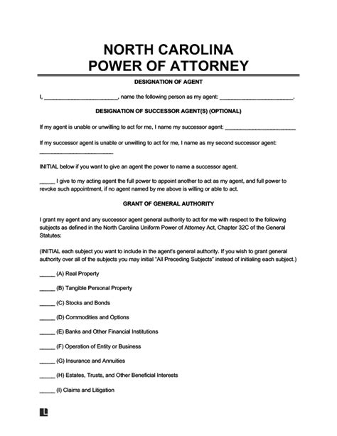 Get Free Nc Power Of Attorney Form Today