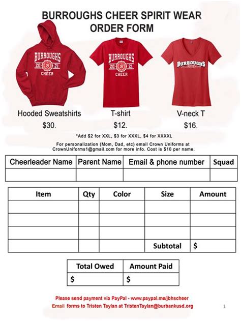 Get Free Spirit Wear Order Form Templates Now