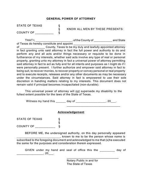 Get Free Texas General Power Of Attorney Form