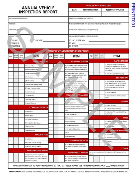 Get Your Free Dot Annual Inspection Form Now