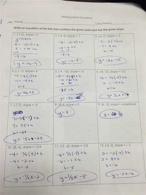 Gina Wilson All Things Algebra Slope Intercept Answer Key