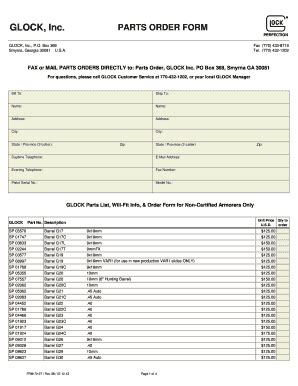 Glock Armorer Order Form: Official Parts And Tools