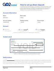 Go2bank Direct Deposit Form: Easy Setup Guide