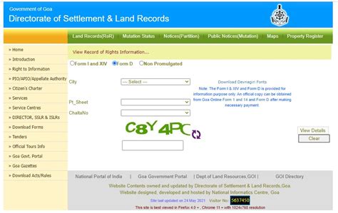 Goa Land Records Form I & Xiv Online Search Guide