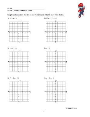 Graphing From Standard Form Worksheet Made Easy