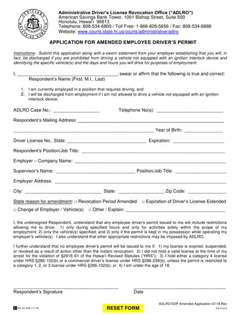 Hawaii Drivers License Renewal Form And Requirements